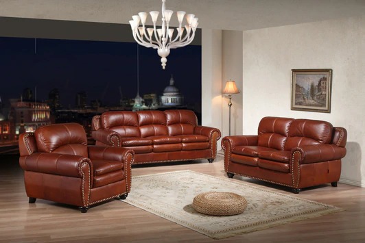 7 Seater Sofa Set In Pure Leather, Pure Leather Sofa Sets